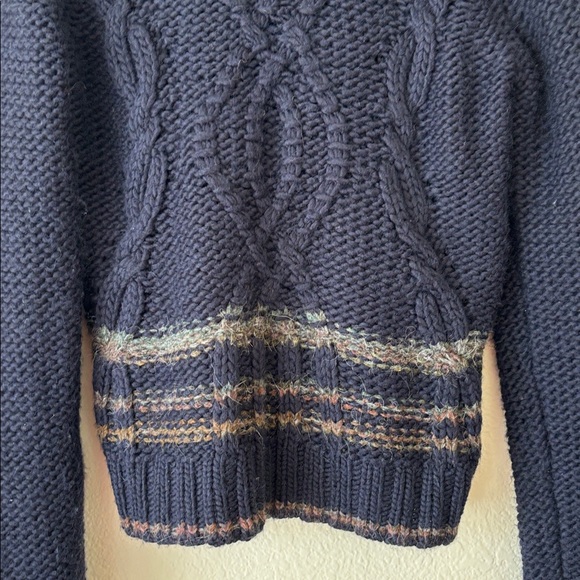 Free People Women's Navy and Black Knit Cardigan Size Medium - Picture 5 of 9